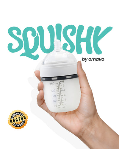 Squishy Silicone Baby Feeder Bottle by Ornavo – Soft, Anti-Colic, Breast-Like Feel